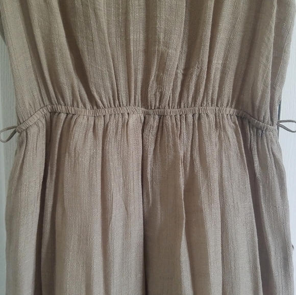 INNOVATION Taupe Gauze Crochet Collar Dress Small - Picture 10 of 11